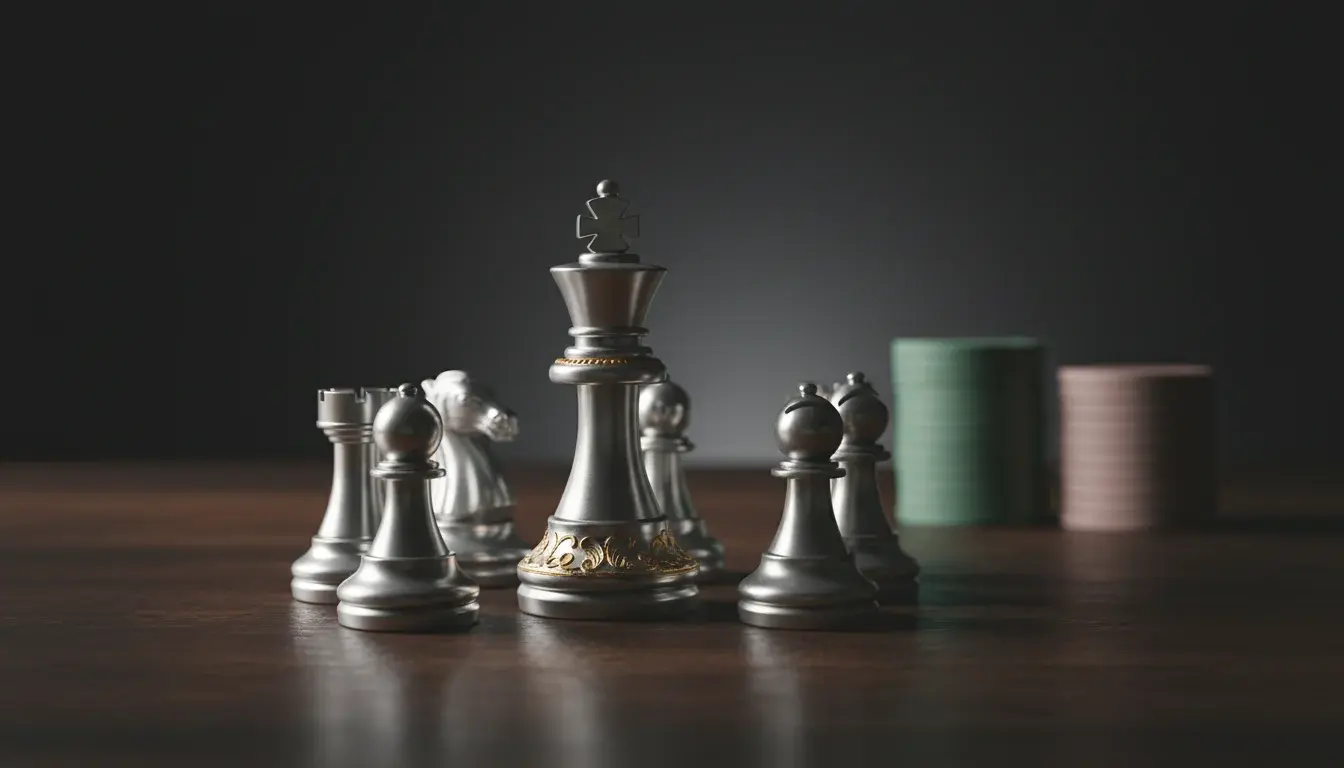 Symbolische Darstellung von Kapitalverwaltung mit Schachfiguren