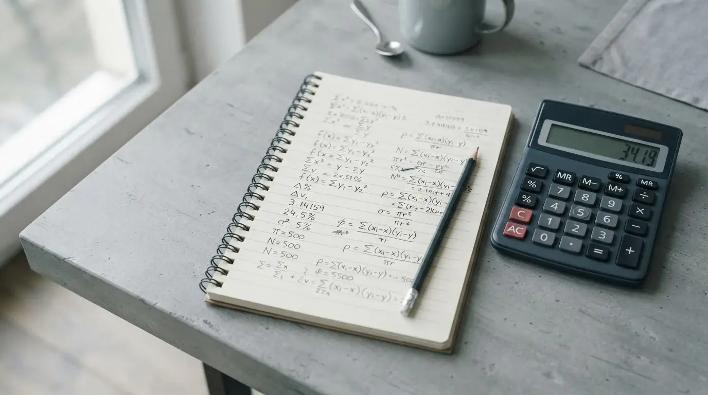 Taschenrechner und handschriftliche Berechnungen zum Steuervergleich