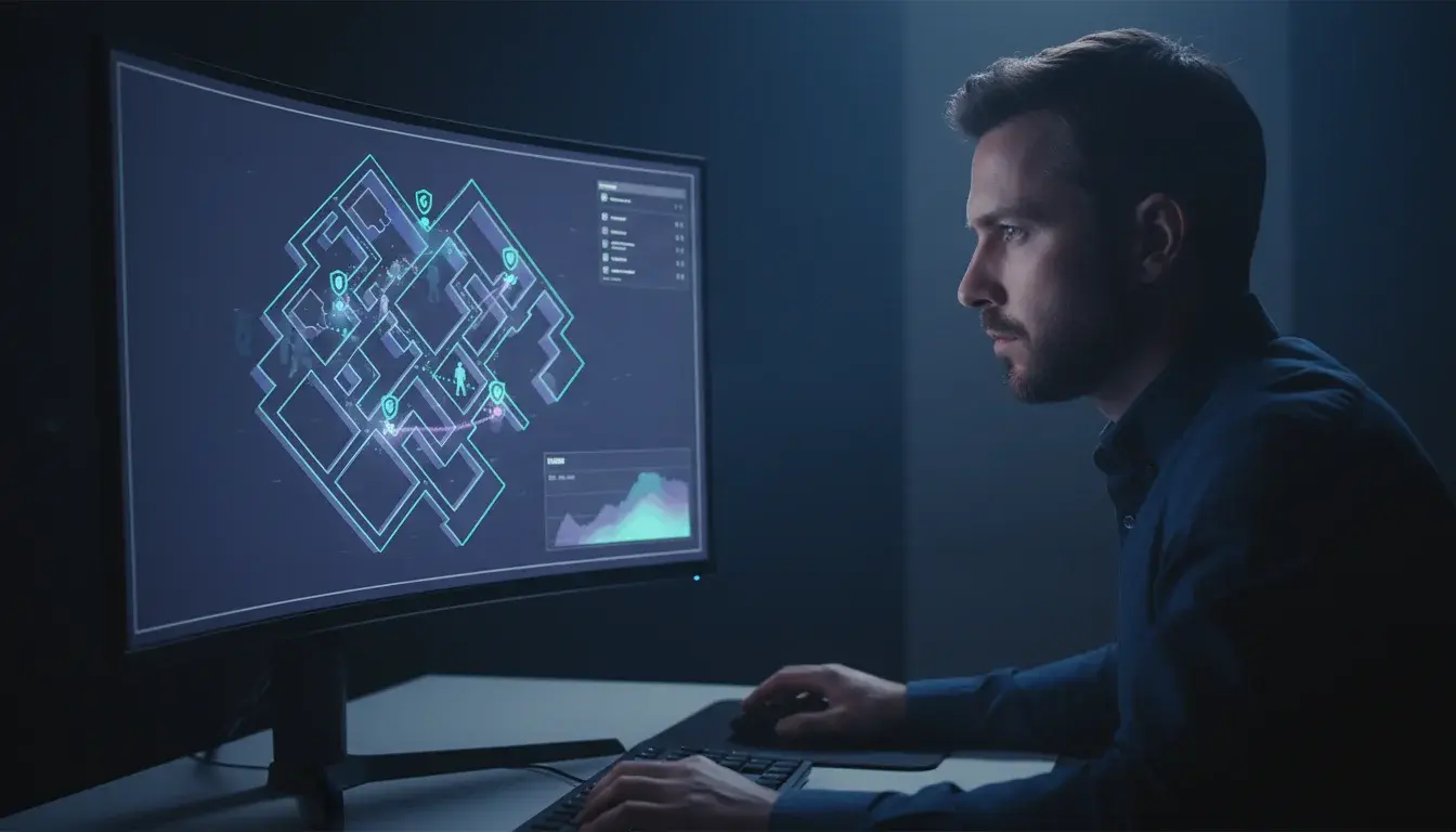 E-Sport Analyst studiert Wettquoten auf einem Monitor