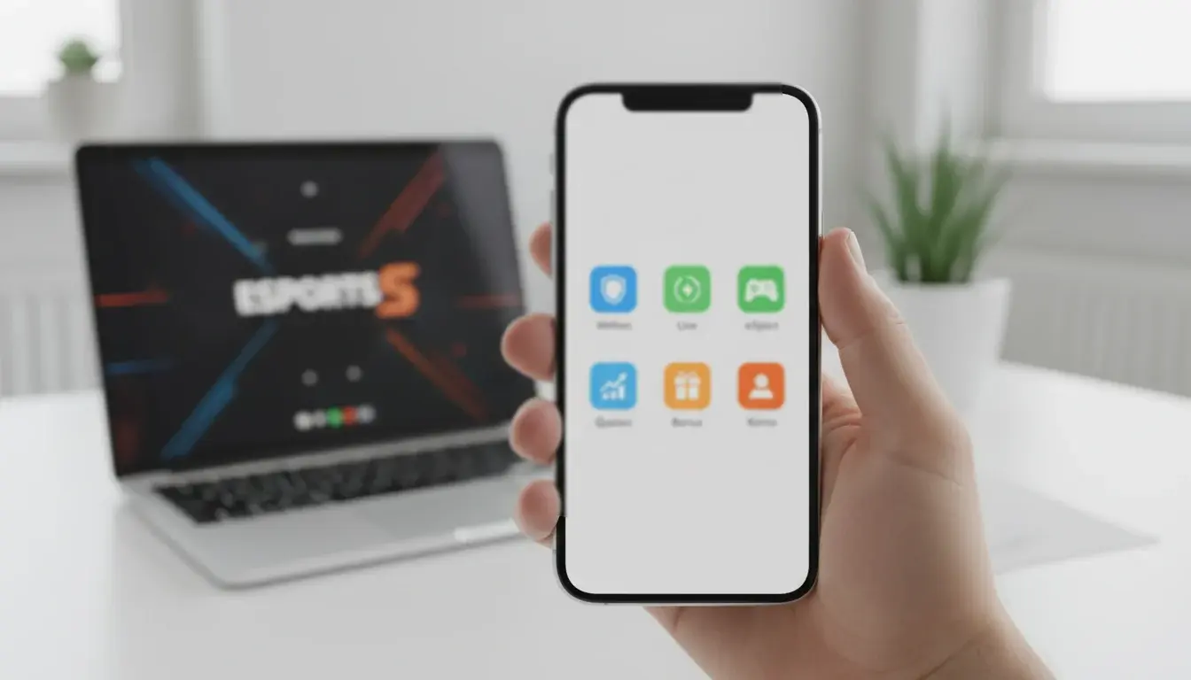 Smartphone zeigt verschiedene E-Sport-Wettanbieter-Apps auf dem Bildschirm