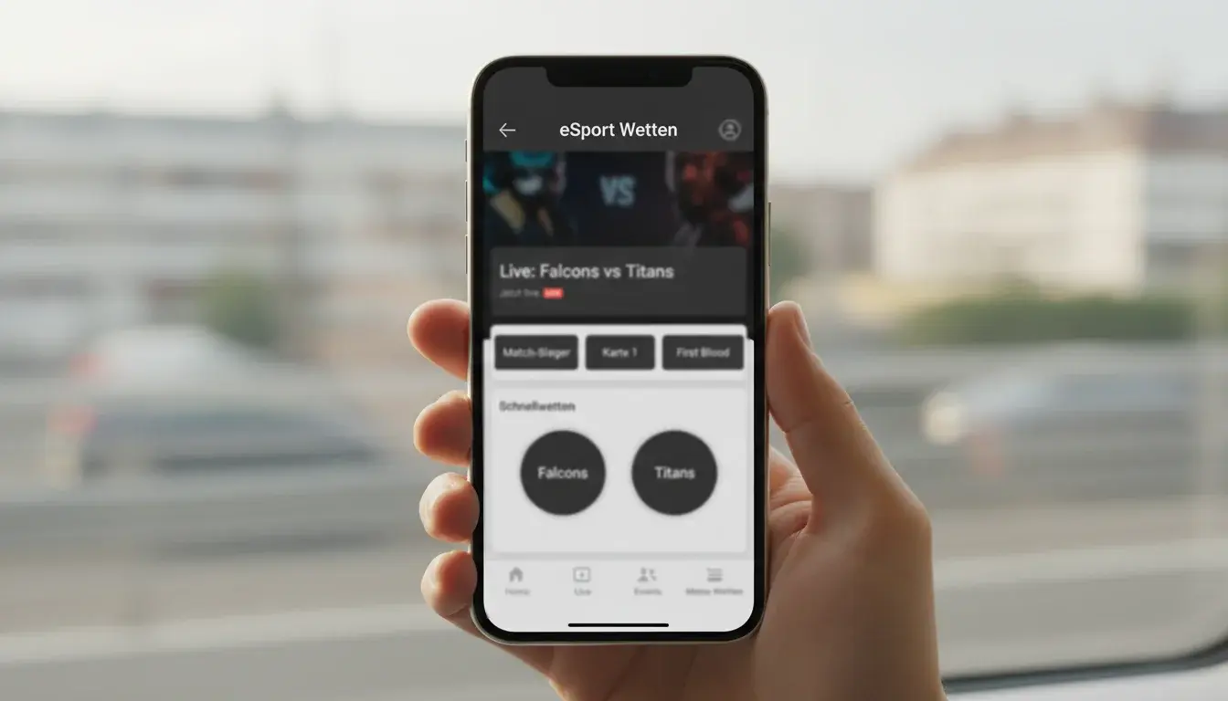 Smartphone mit E-Sport Wetten App in der Hand