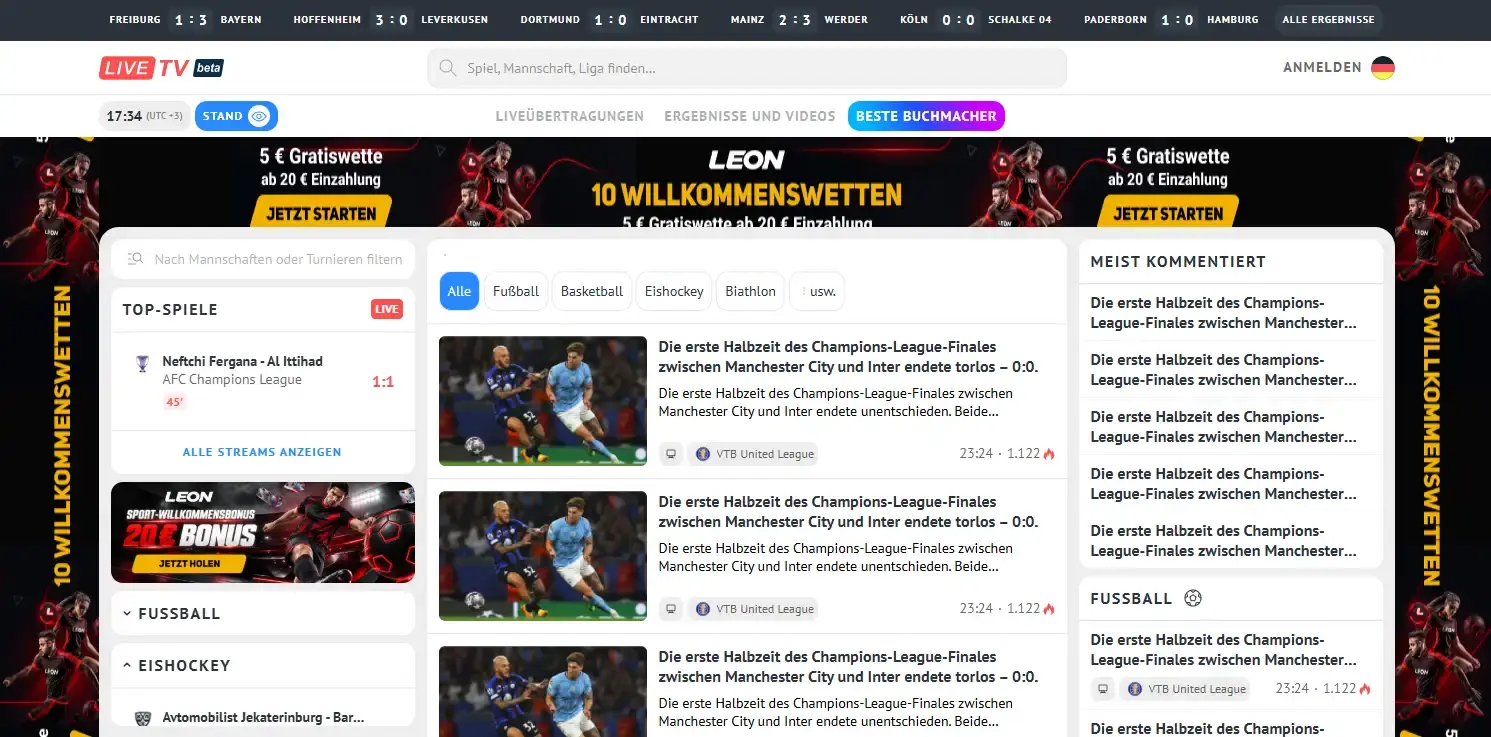 Artikelübersicht von LiveTV mit Themenschlagworten und den neuesten Beiträgen