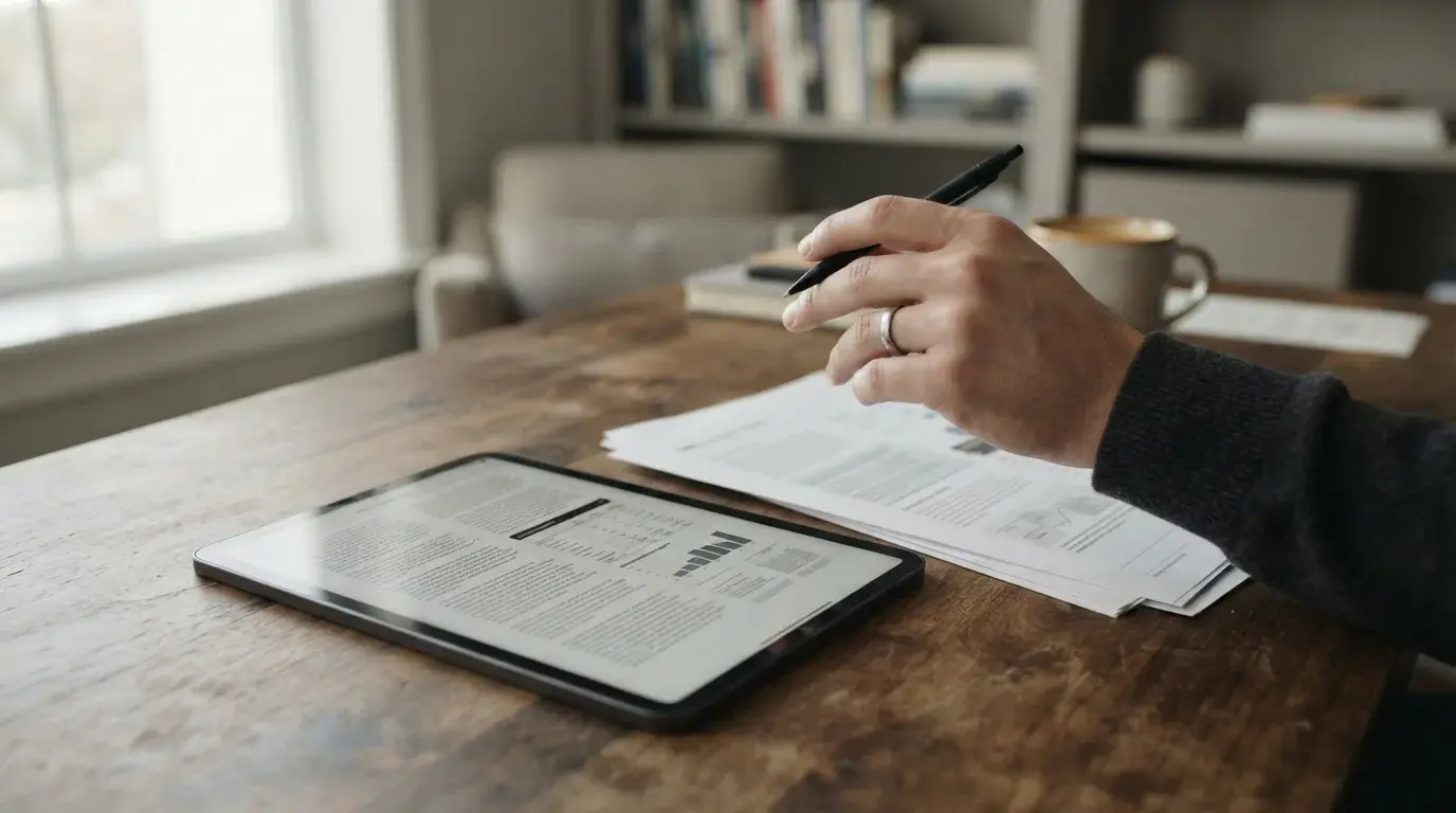Dokumente und Tablet mit Regulierungsinformationen zu Wettanbietern