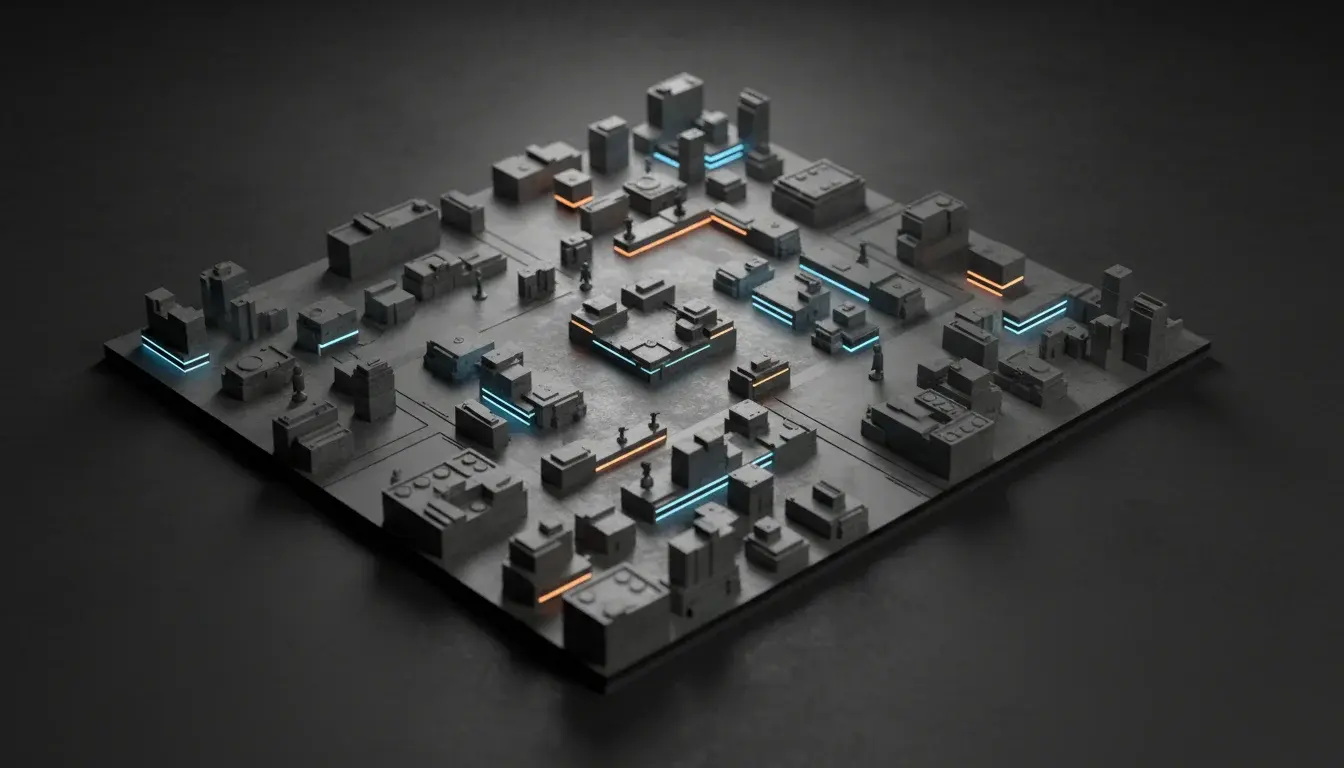 Stilisierte Spielkarte für E-Sport Map-Wetten