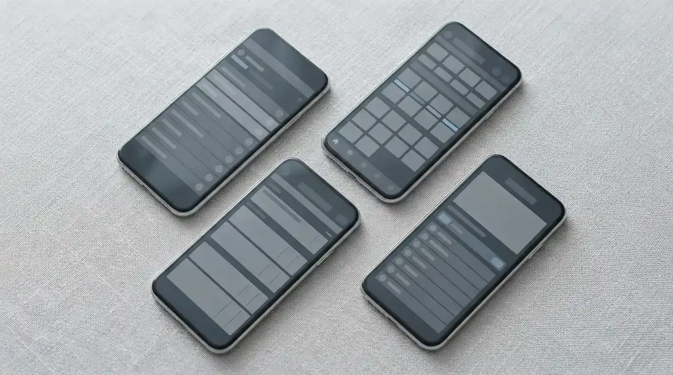 Mehrere Smartphones zeigen verschiedene mobile Wett-Apps im Vergleich