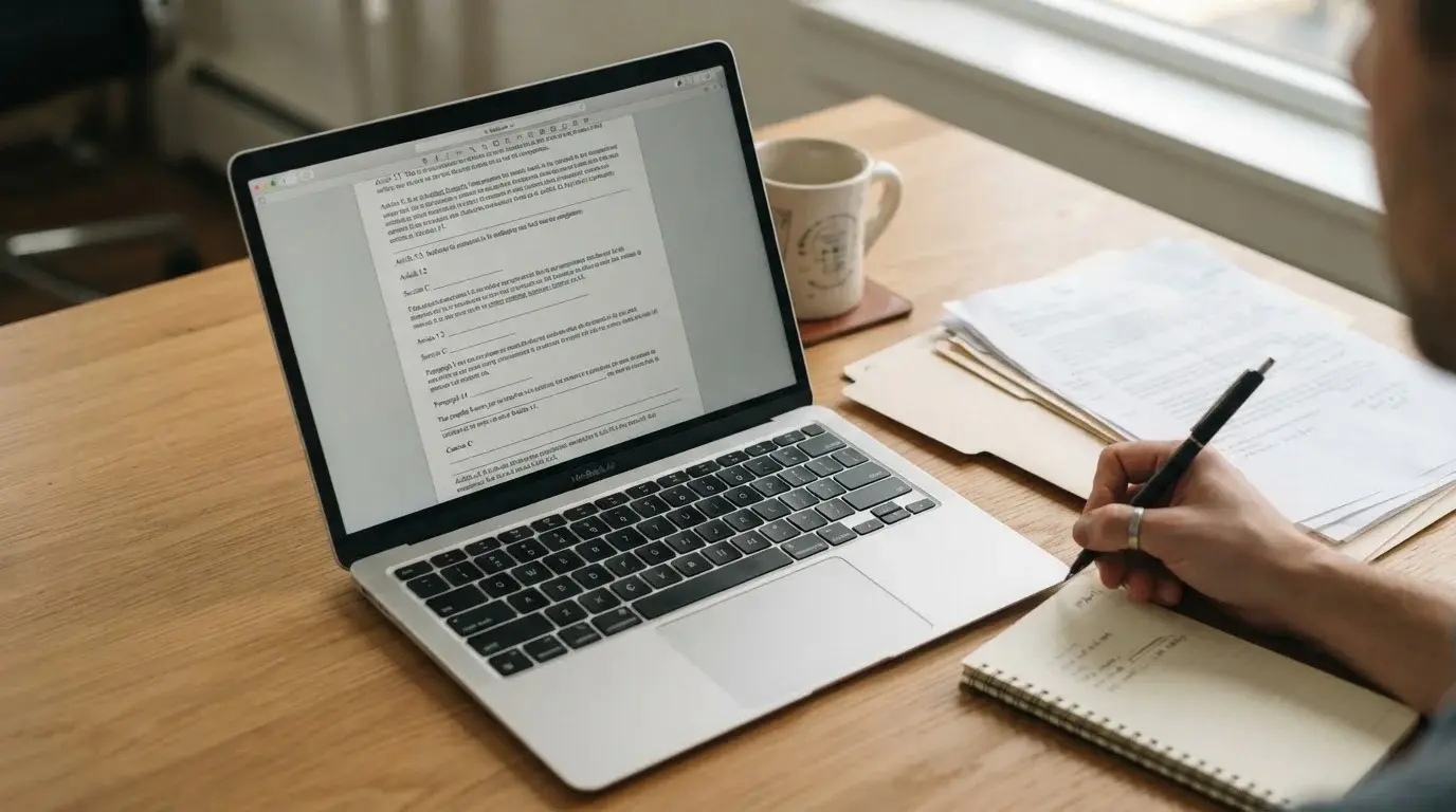Rechtsdokumente und Laptop symbolisieren regulatorische Rahmenbedingungen für Wettanbieter