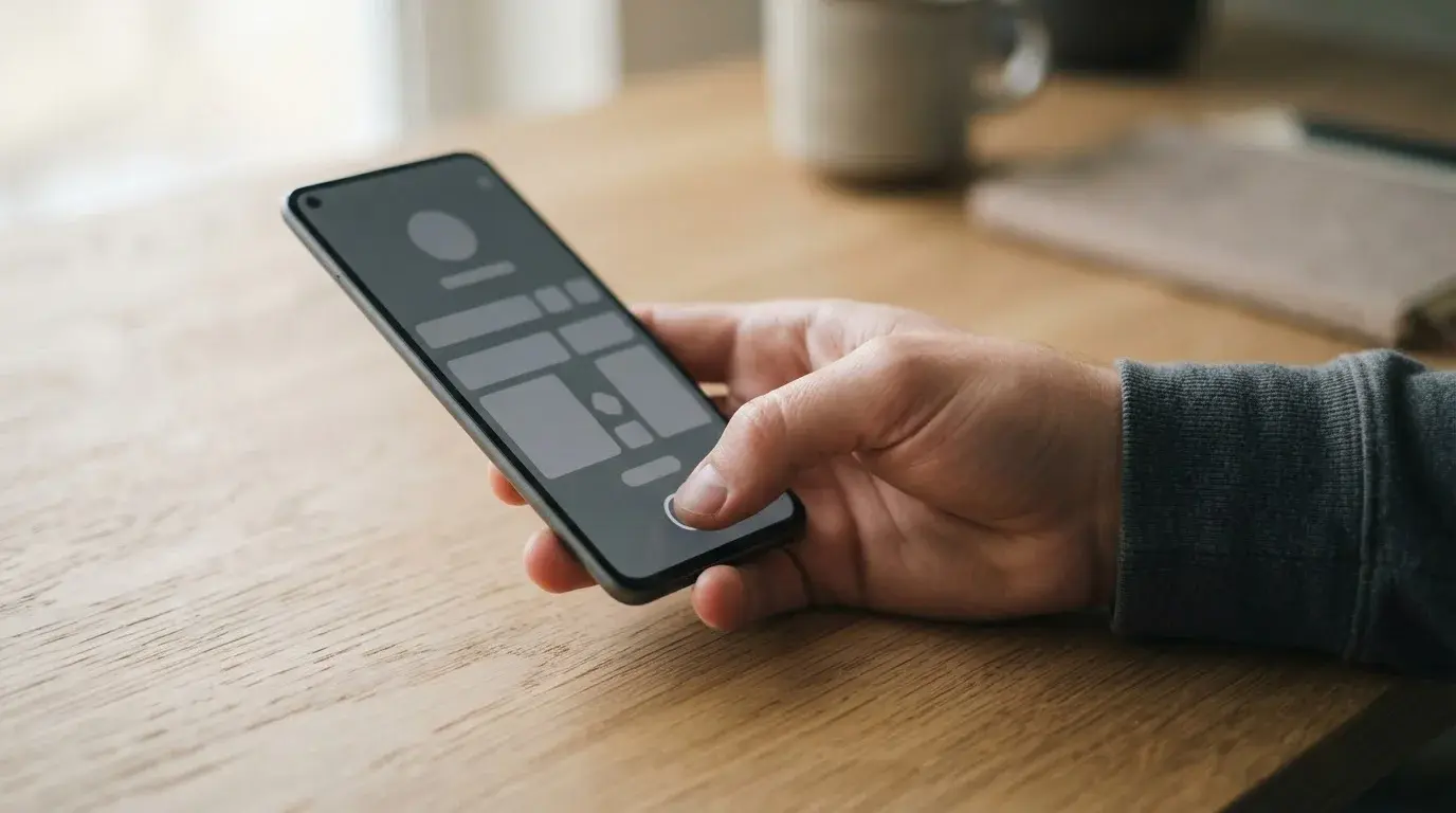 Daumen berührt Fingerabdrucksensor eines Android-Smartphones