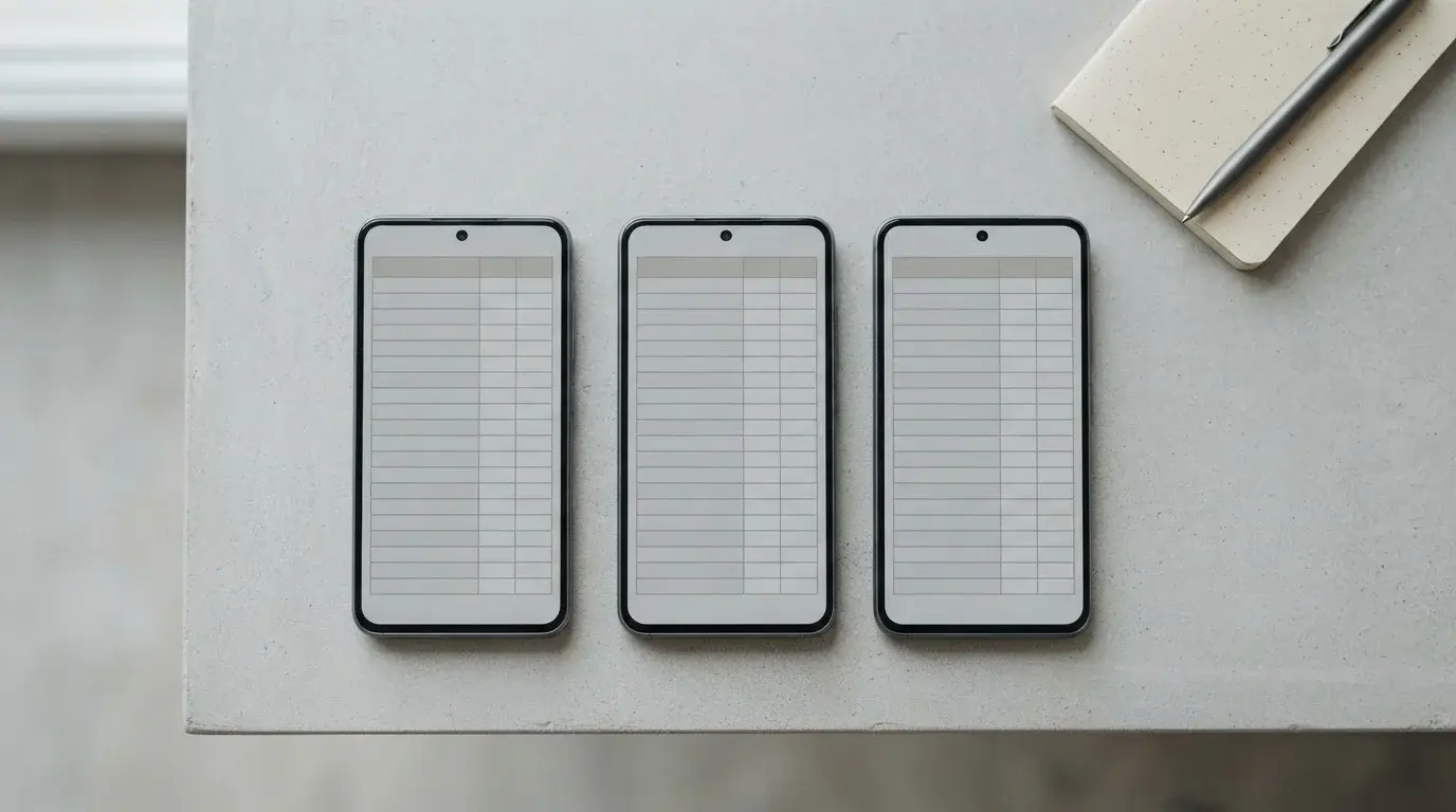 Vergleich mehrerer Android-Smartphones mit neutralen App-Oberflächen