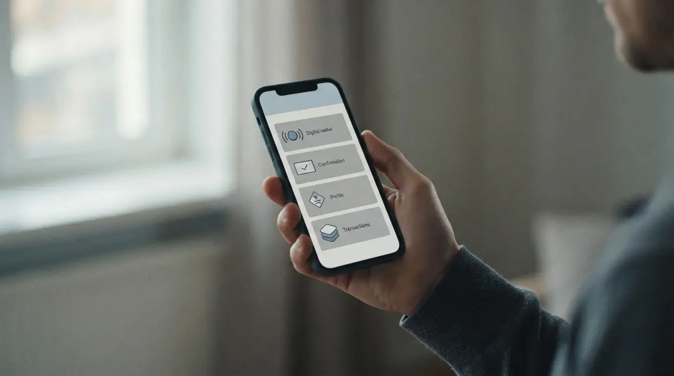 Smartphone zeigt verschiedene digitale Zahlungsoptionen